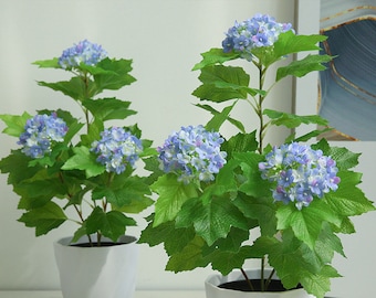 Fake Hydrangea Potted Plant, Artificial Flowers, Home Floral Decor, Wedding Party Flower Arrangement Table Centerpiece, for Indoor Outdoor