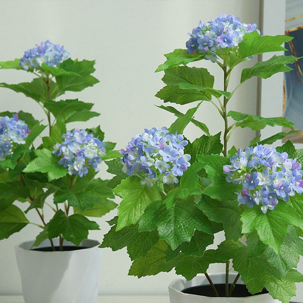 Fake Hydrangea Potted Plant, Artificial Flowers, Home Floral Decor, Wedding Party Flower Arrangement Table Centerpiece, for Indoor Outdoor