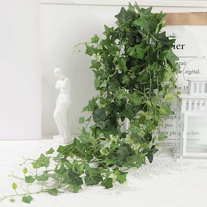 Ivy with Small Flower Artificial, Climbing Long Vine Wall Hanging with Leaves, for Arch Wreath Garland, Home Floral Decor, Party Arrangement