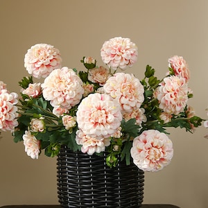 Real Touch Dahlia Stem with Buds, Fake Dahlia Flower, Artificial Flowers, Home Floral Decor, Wedding Party Arrangement, for Bridal Bouquet