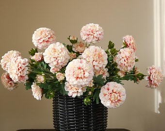 Real Touch Dahlia Stem with Buds, Fake Dahlia Flower, Artificial Flowers, Home Floral Decor, Wedding Party Arrangement, for Bridal Bouquet