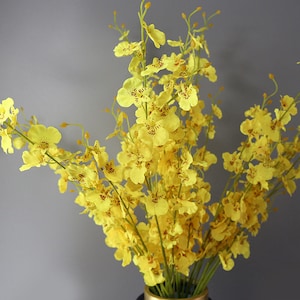 Artificial Dancing Lady with Long Stem, Faux Orchid Flower Branch, Wedding Party Floral Arrangement, Home Spring Sprig, Bouquet DIY Material