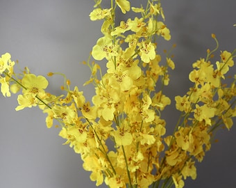 Dama danzante artificial con tallo largo, rama de flor de orquídea falsa, arreglo floral de fiesta de bodas, ramita de primavera casera, material de bricolaje de ramo