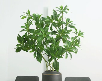 Pieris Japonica artificial Rama larga con hojas, artesanía de plantas falsas, vegetación realista, decoración floral para el hogar, arreglo de spray para fiestas de bodas