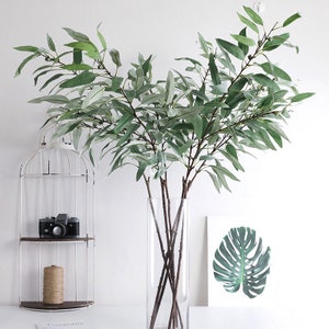Kunstmatige Eucalyptus Tak, Nep Wilgensteel met Blad, Krans Kroon DIY Materiaal, Home Floral Decor, Indoor Plant Craft, Tuin Groen