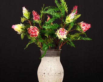 Artificial Artichoke Fruit Stem, Realistic Dragon Fruit, Fake Protea Flower with Foliage, Home Floral Arrangement, Wedding Party Table Plant
