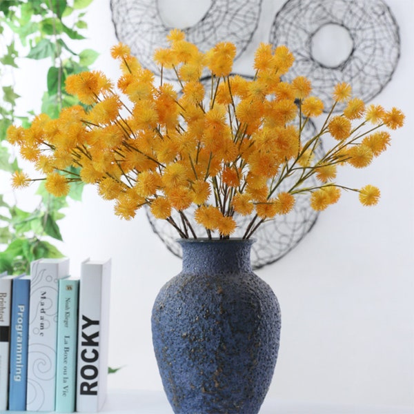 Artificial Dandelion Stem, Faux Pompom Flower Ball, Rustic Wildflower Decor, Home Floral Ornament, Party Bouquet Filler, Dining Table Spray