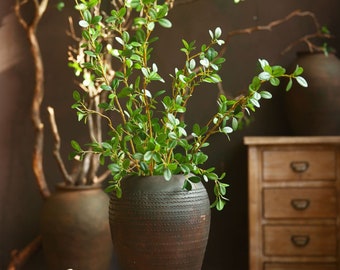Artificial Aglaia Odorata Branch with Foliage, Small Tree Spray Stem, Faux Indoor Plant, Home Floral Greenery Decor, Wedding Bouquet Filler