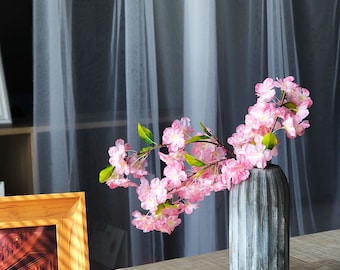 Artificial Cherry Blossom Long Stem, Faux Plum Flower Branch, Quality Peach Sakura Bloom, Wedding Party Floral Decor, Bouquet Material Pick