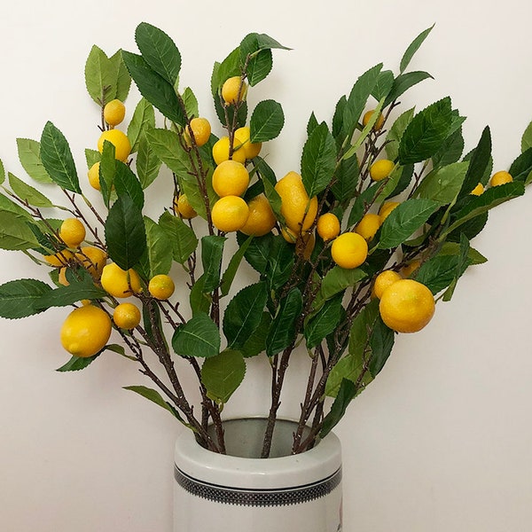 Artificial Fresh Lemon Fruit Fake Lime Arrangement Plastic Citrus Plant Rustic Wedding Decoration Living Room Store Window Display Greenery