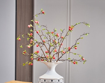 Small Wild Fruit Branch with Young Leaves, Fake Berry Sprig Craft, Fall Rustic Floral Decor, Artificial Flower, Wreath Bouquet Filler, Gift
