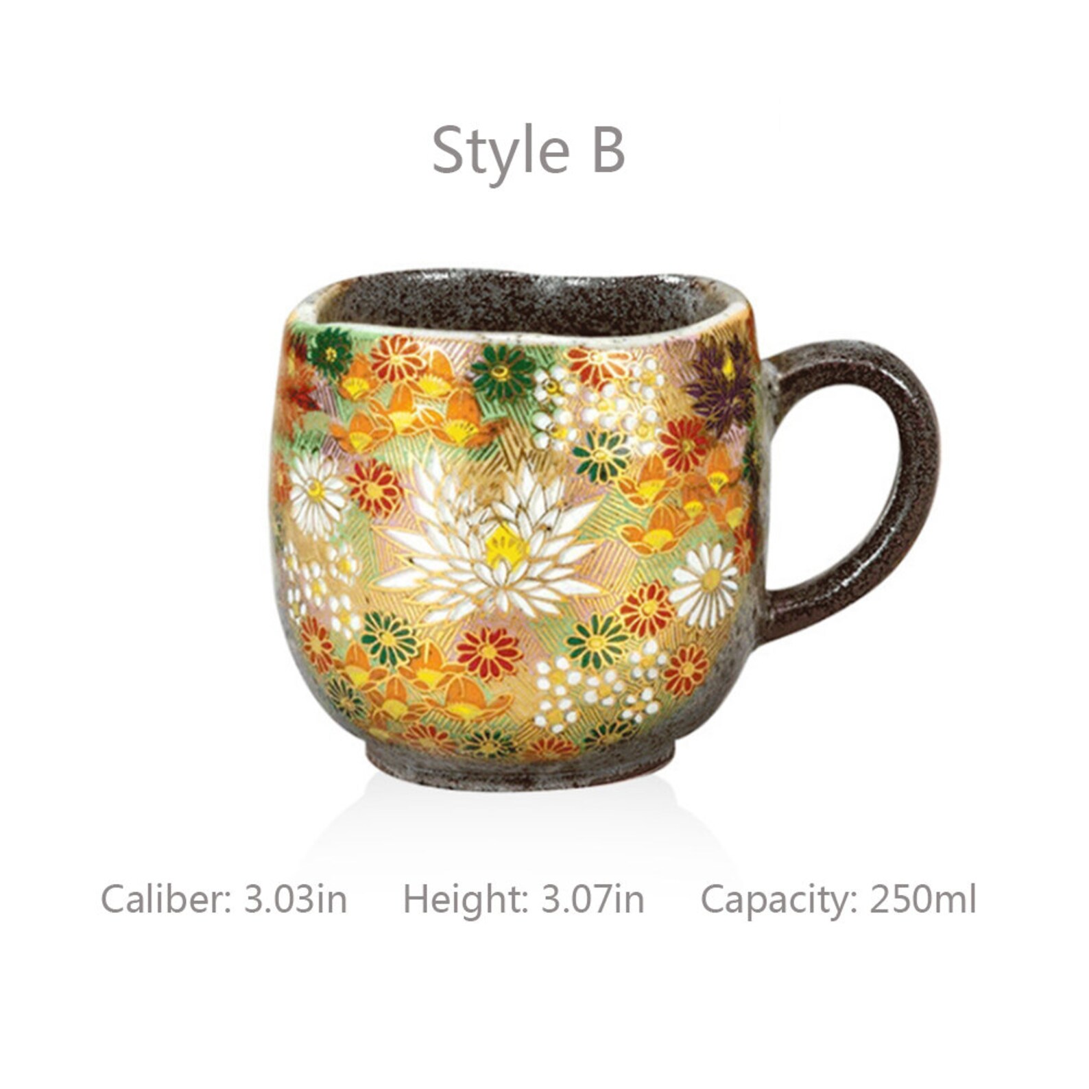 Handmade Japanese ceramic mug golden flower pottery cup Etsy