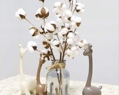 10 Heads Cotton Stem Fake Natural Plant Decor Realistic Dried Flower Branch Rustic Floral Wedding Party Plant Arrangement Table Centerpiece