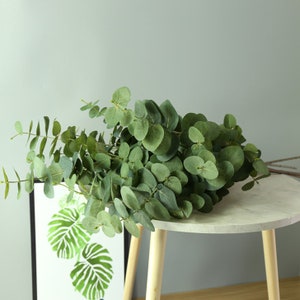 Artificial Eucalyptus Leaf Stem, Fake Foliage Branch, Realistic Spray Decor, Living Room Floral, Wedding Bouquet Filler, Kitchen Arrangement