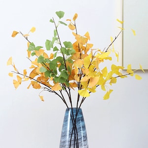 Autumn Ginkgo Biloba Branch, Artificial Foliage Stem, Fake Greenery Craft, Home Floral Decor, Wedding Flower Arrangement, Wreath Arch Filler