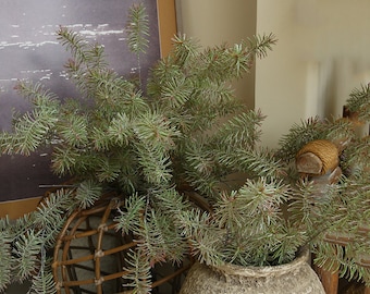 Fir Tree Branch with Leaves, Cedar Tree Twigs, Fake Pine Tree Foliage Stem, Artificial Flower Crafts, Home Floral Decor, for Bouquet Wreath