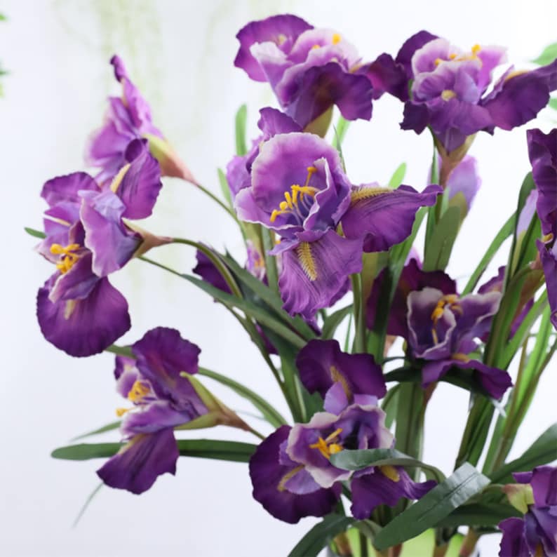 Künstliche Iris langer Stiel Fake Blume mit Blattwerk Etsy.de