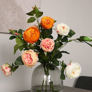 Fake Rose Spray with Bud, Artificial Flower Craft, Living Room Floral Decor, for Wedding Bridal Bouquet, Party Bloom Arrangement Centerpiece