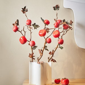 Faux Kaki mit toten Blättern, künstlicher Zweig mit Früchten, realistische Herbstpflanze, künstliche Blumenhandwerk, Hochzeitsstrauß-Kranzfüller, Geschenk