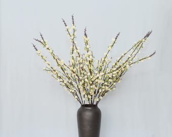 Artificial Spring Blossom Branch,Faux Cherry Peach Bloom Spray with Buds, Rustic Flower for Wedding Home Decor, Wreath Floral Arrangement