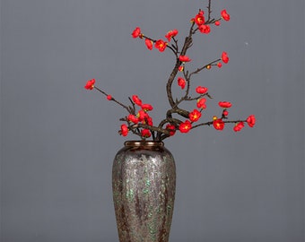 Plum Blossom with Long Branch, Faux Cherry Flower Stem, Artificial Spray Decor, Home Floral Craft, Chinese Wedding Arrangement Centerpiece