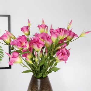 Artificial Eustoma Stem with Bud, Fake Lisianthus Bloom, Wedding Party Floral Arrangement, Dining Room Flower Decor, Window Spray Ornament
