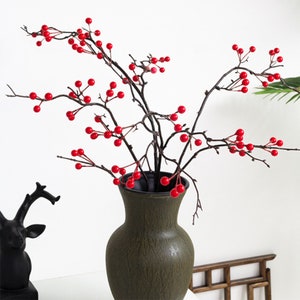 Künstlicher Beerenstiel, Fake Holly Fruit Ast, Chinese Home Floral, Hochzeit Arrangement, Party Pflanzen Dekoration, Innen Boden Vase Füller