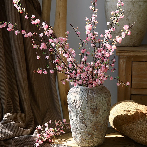 Künstliche Pflaumenblüte mit kleiner Knospe, Fake Kirschblüte, Rustikale Pfirsichblüte, Kunst-Birnensprühzweig, Chinesische Home Florale Dekoration