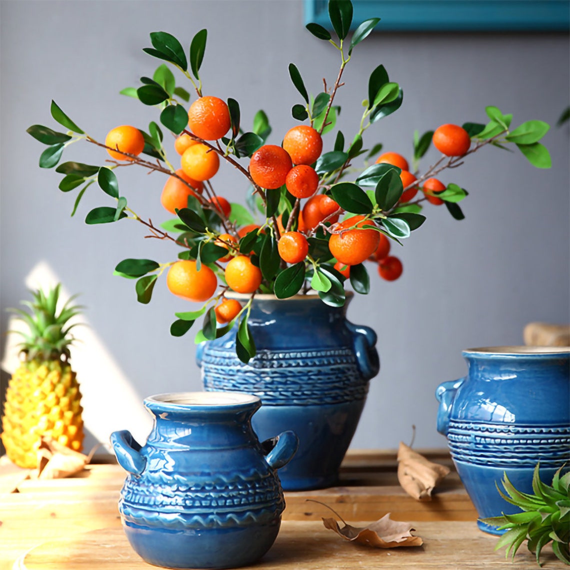 Artificial Orange Fruit Arrangement Fake Kumquat Branch Silk Etsy