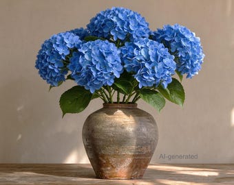 Tallo de hortensia de tacto real con follaje, artesanía de flores artificiales, material de ramo de novia, decoración floral para el hogar, pieza central de la floración del banquete de boda
