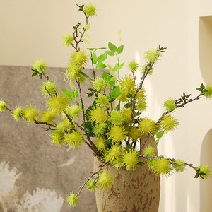 Artificial Thistle Long Stem, Fake Chestnut Branch, Faux Flower Stem, Home Floral Decor, Wedding Arrangement, Party Centerpiece, for Bouquet