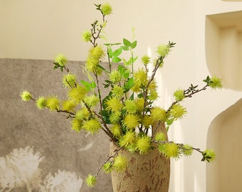 Artificial Thistle Long Stem, Fake Chestnut Branch, Faux Flower Stem, Home Floral Decor, Wedding Arrangement, Party Centerpiece, for Bouquet