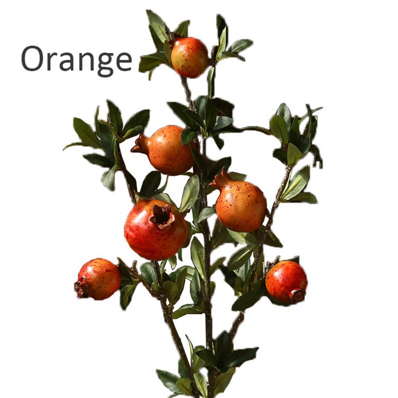 Artificial Pomegranate Fruit Arrangement Faux Fall Spray Plant Etsy