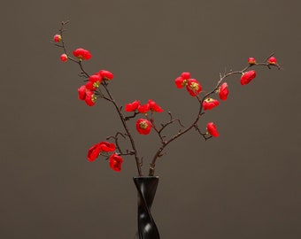 Chinese Plum Blossom Branch, Small Peach Blossom Twig, Artificial Flower Crafts, Home Flower Decor, Wedding Floral Arrangement Centerpieces