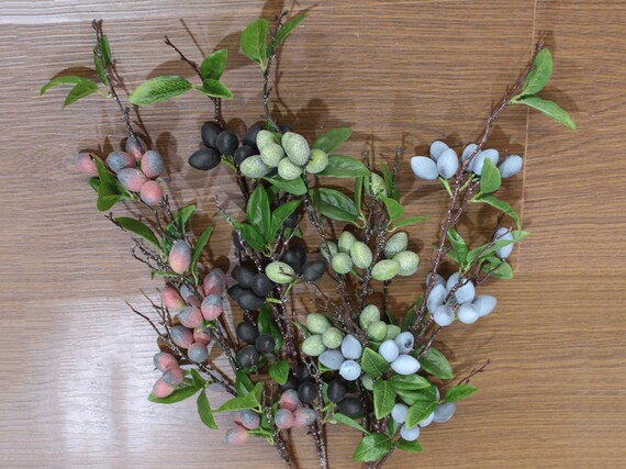 Artificial Olive Stem,  Quality Fruit Branch with Foliage, Rustic Berry Twig Arrangement, Home Floral Decoration, Photography Greenery Prop