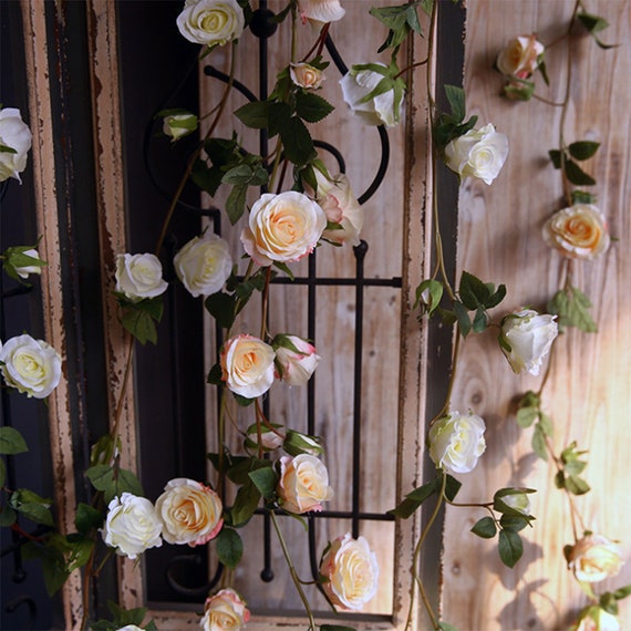 Artificial Climbing Rose Vine With Leaf Faux Trailing Flower Etsy