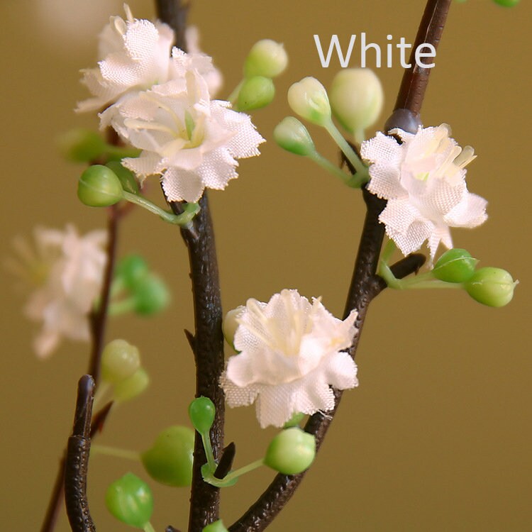 Fiore di prugno artificiale con piccolo bocciolo, stelo di fiore di ciliegio finto, fiore di pesco rustico, ramo di pero finto, decorazione floreale cinese per la casa - Italia
