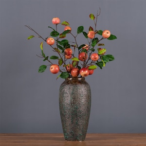 Künstliche Apfel AstGesteck Fake Obst mit Blatt Dekoration realistisch feine Floral Wohnzimmer Bodenvase Füller Shooting Plant Prop