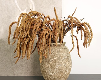 Tallo de cereal falso con hojas, granos rústicos, artesanías de mijo falso, flores artificiales, decoración floral del hogar, pieza central de arreglo de fiesta, regalo