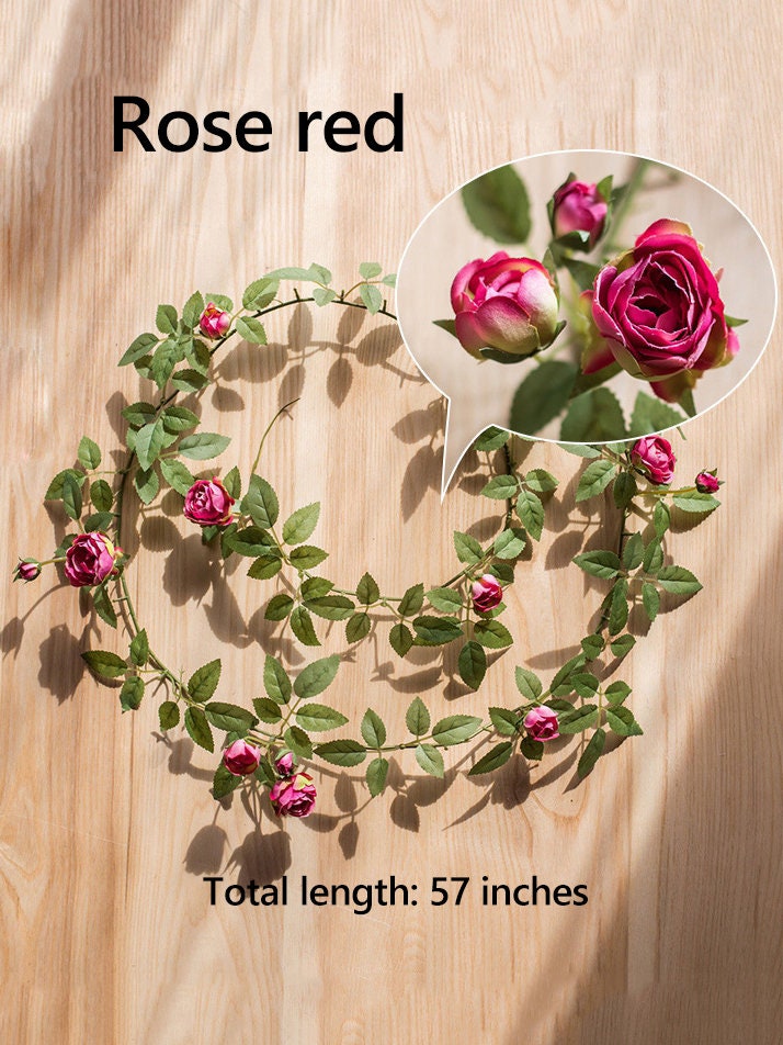 Small Rose Vine, Faux Mini Rose Garland, Realistic Rose Vine