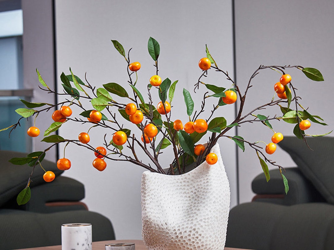 Faux Citrus Branch With Leaves Artificial Orange Craft Fake Etsy