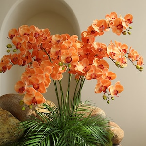 Phalaenopsis Long Stem with Buds, Real Touch Petals, Artificial Flower Crafts, Chinese Home Floral Decor, Wedding Arrangement Centerpiece