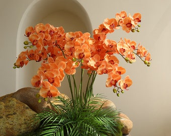 Phalaenopsis Long Stem with Buds, Real Touch Petals, Artificial Flower Crafts, Chinese Home Floral Decor, Wedding Arrangement Centerpiece