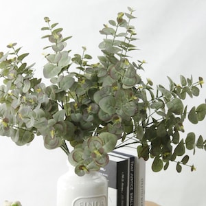 Eukalyptus Blatt Ast, Kunstlaub Stiel, Home Greenery Dekor, Fake Plant Spray, Hochzeit Party Floral Arrangement, für Outdoor Garten