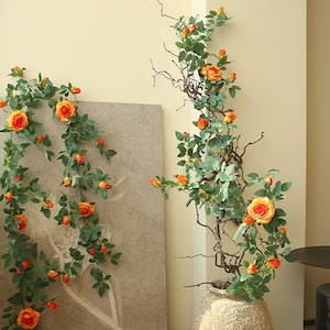 Rose Flower Long Vine With Buds, Climbing Rose Vine, Artificial Flower Crafts, Home Floral Decor, Wedding Arrangement, Bloom for Wreath Arch