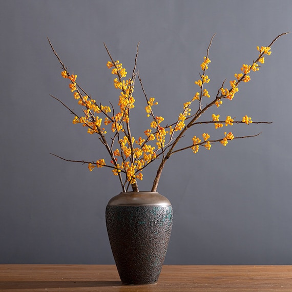 Künstlicher Gelber Beeren ast Qualität kleine Frucht Home Lucky Bittersweet Lange Stiel Arrangement Party Pflanze DIY Dekoration Boden Vase Füller