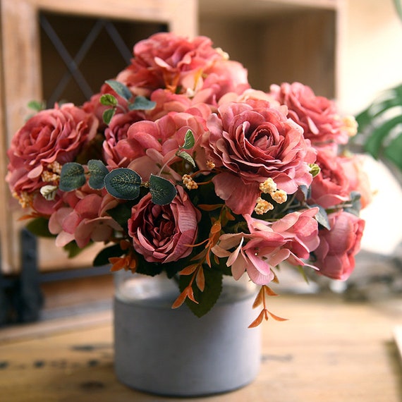 Bouquet artificiel de roses dhibiscus faux bouquet de fleurs - Etsy France