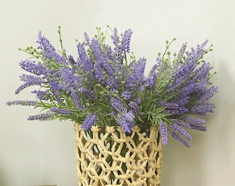 Lavender Bouquet with Foliage, Rustic Wildflower Crafts, Artificial Flowers, Home Floral Decor, Wedding Party Arrangement, Tabel Centerpiece