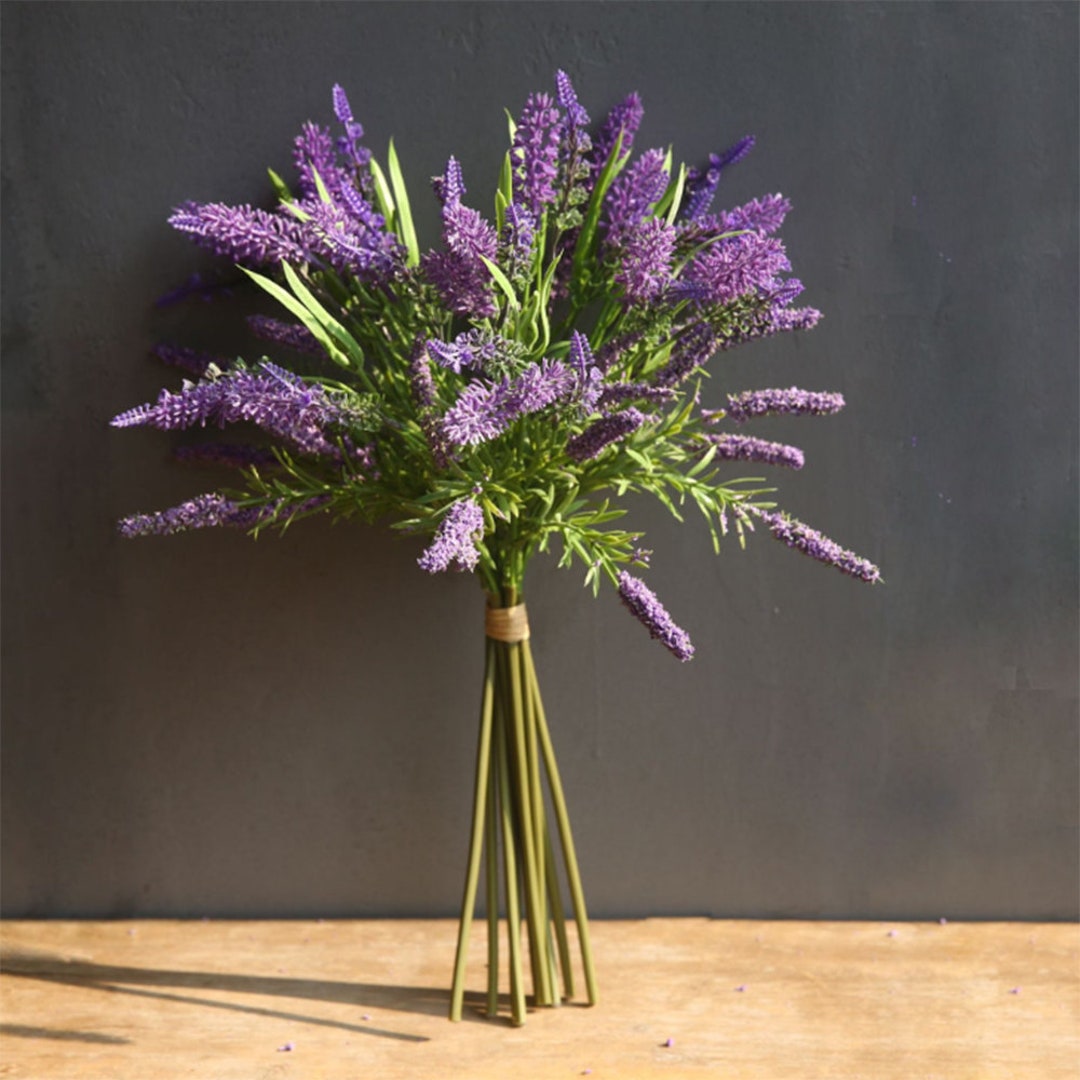 cn-Knight 12 stuks lavendel kunstbloemen, 15 inch nep lavendel planten, realistische faux lavendel stengels voor home decor middelpunt bruiloft boeket, magenta