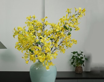 Fake Honeysuckle Flower Stem with Leaves, Lonicera Japonica Flower, Artificial Flower Craft, Rustic Home Floral Decor, for Bridal Bouquet